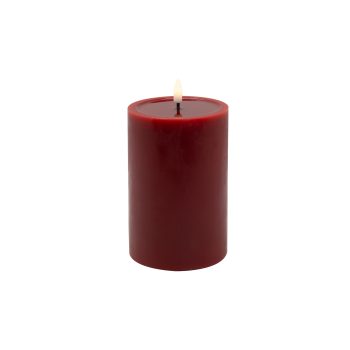 CANDLE DK. RED 4"X6"LED  WARM WHT. FLICKERING, CONCAVE TOP MELTING EFFECT SMOOTFINISH B/O 2AA W/TIMER