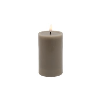 CANDLE WARM GRAY 3"X5"LED WARM WHT. FLICKERING, CONCAVE TOP MELTING EFFECT SMOOTFINISH B/O 2AA W/TIMER