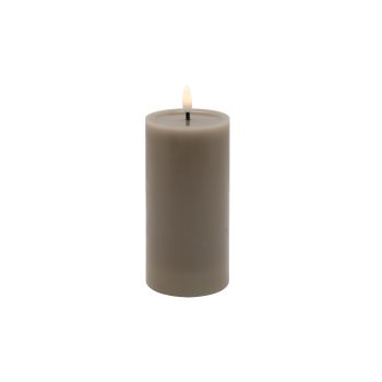 CANDLE WARM GRAY 3"X6"LED WARM WHT. FLICKERING, CONCAVE TOP MELTING EFFECT SMOOTFINISH B/O 2AA W/TIMER