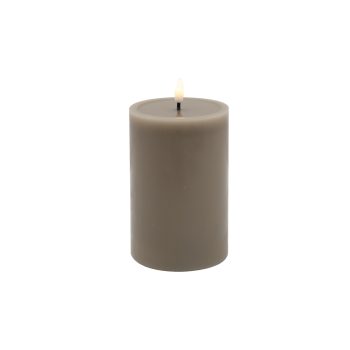CANDLE WARM GRAY 4"X6"LED WARM WHT. FLICKERING, CONCAVE TOP MELTING EFFECT SMOOTFINISH B/O 2AA W/TIMER
