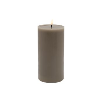 CANDLE WARM GRAY 4"X8"LED WARM WHT. FLICKERING, CONCAVE TOP MELTING EFFECT SMOOTFINISH B/O 2AA W/TIMER