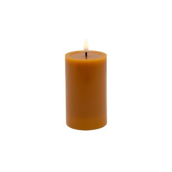 CANDLE LT. BROWN 3"X5"LED WARM WHT. FLICKERING, CONCAVE TOP MELTING EFFECT SMOOTFINISH B/O 2AA W/TIMER