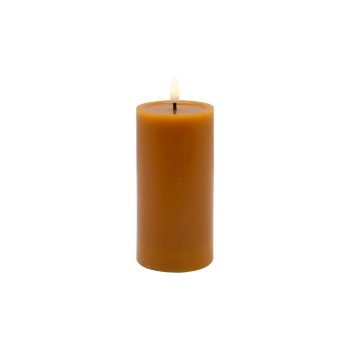CANDLE LT. BROWN 3"X6"LED WARM WHT. FLICKERING, CONCAVE TOP MELTING EFFECT SMOOTFINISH B/O 2AA W/TIMER