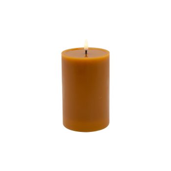 CANDLE LT. BROWN 4"X6"LED WARM WHT. FLICKERING, CONCAVE TOP MELTING EFFECT SMOOTFINISH B/O 2AA W/TIMER