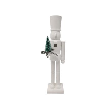 NUTCRACKER WOODEN 12" SOLDIER ALL-WHITE SILHOUETTE GREEN TREE
