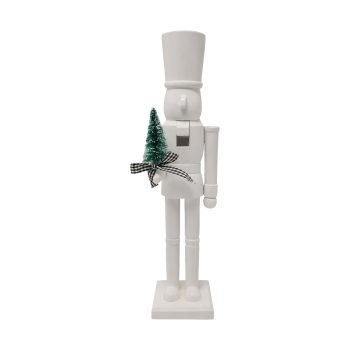 NUTCRACKER WOODEN 15" SOLDIER ALL-WHITE SILHOUETTE GREEN TREE