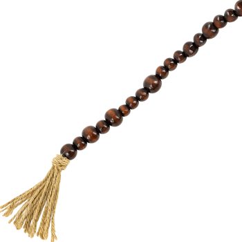 GARLAND WOODEN BEAD 5' BROWN W/TASSEL