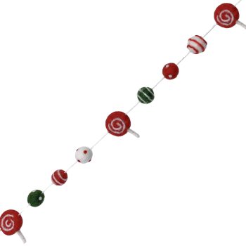 GARLAND FELT BALLS/LOLLIPOP 60" RED/GREEN/WHITE
