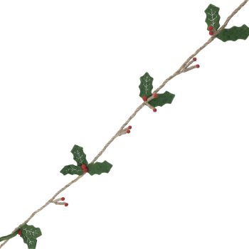 GARLAND FELT HOLLY LEAVES 60" GREEN W/RED BERRIES