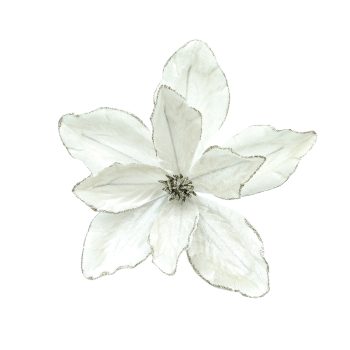 MAGNOLIA HEAD VELVET 10" CREAM W/CLIP/GLITTER