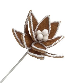 POINSETTIA STEM 24" GINGERBREAD BROWN W/WHITE TRIM