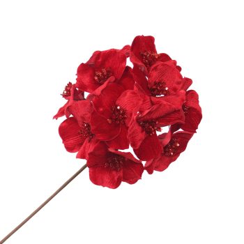 HYDRANGEA STEM VELVET 20"X7" RED