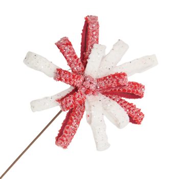 LOOP FLOWER STEM 20"X11" WHITE/RED W/FROSTING