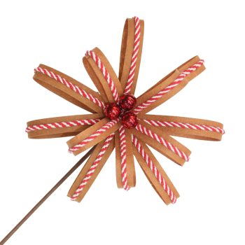 LOOP FLOWER STEM 20"X9" GINGERBREAD /RED/WHITE