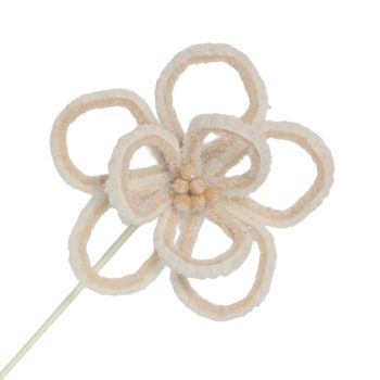 LOOP FLOWER STEM WOOL 20"X9" IVORY/CHAMPAGNE