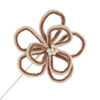 LOOP FLOWER STEM WOOL 20"X9" CHAMPAGNE/BROWN