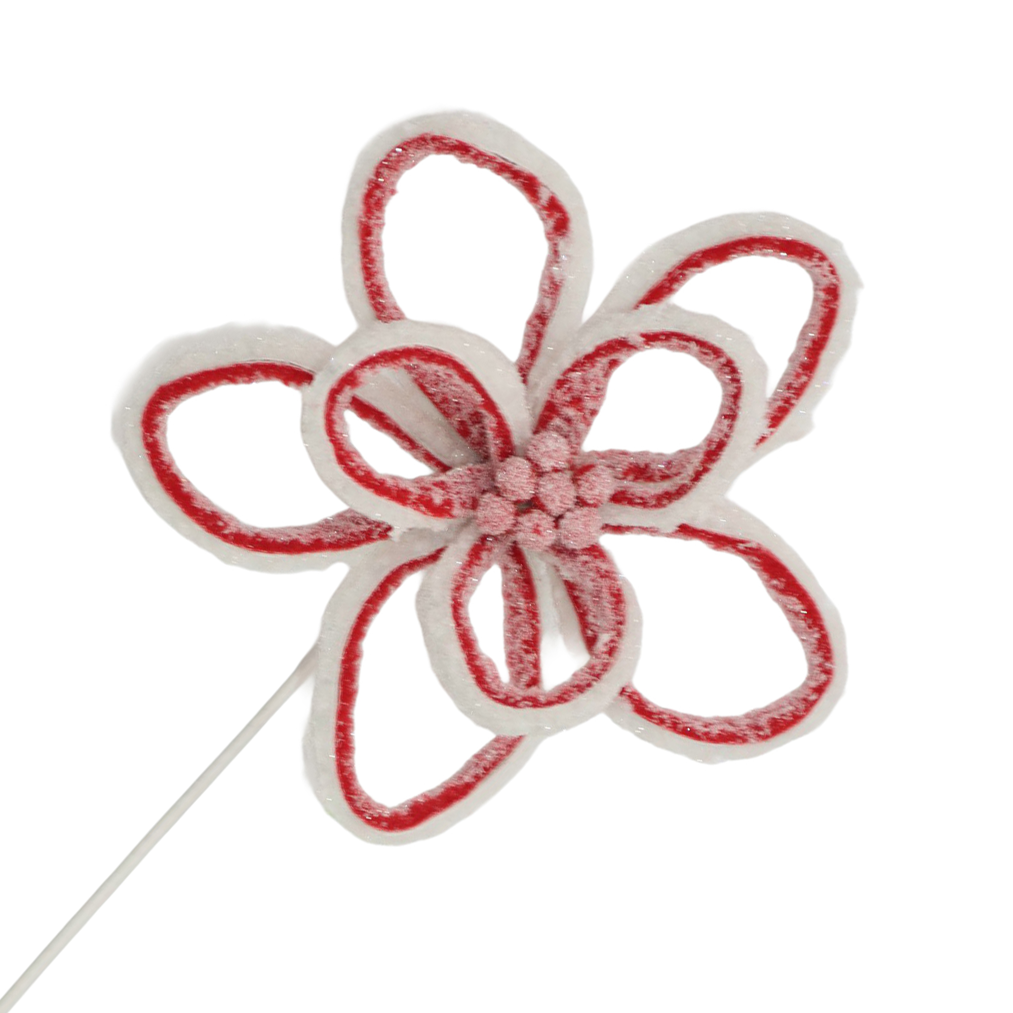 LOOP FLOWER STEM WOOL 20"X9" RED/ WHITE