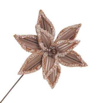 POINSETTIA STEM FABRIC 20"X11" DARK BROWN W/ICED EDGE