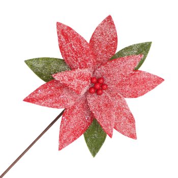 POINSETTIA STEM FELT 20"X10" RED/GREEN W/FROSTING