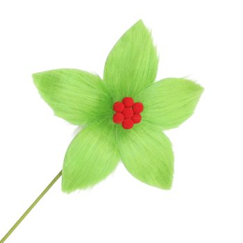 POINSETTIA STEM FURRY 20"X11" LIME GREEN/RED CENTER