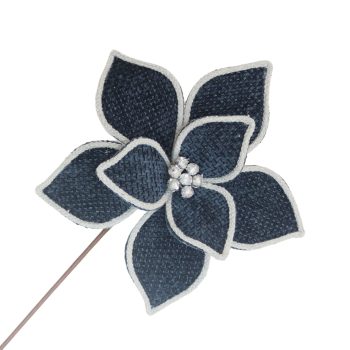 POINSETTIA STEM PLAID 20"X11" MIDNIGHT BLUE W/WHITE EDGE