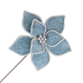 POINSETTIA STEM PLAID 20"X11"JEANS BLUE W/WHITE EDGE