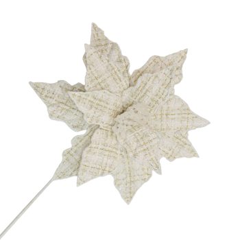 POINSETTIA STEM PLAID 20"X12" CHAMPAGNE