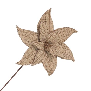 POINSETTIA STEM PLAID 20"X12" CHAMPAGNE/BROWN