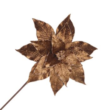POINSETTIA STEM VELVET 20"X11" BROWN W/GLITTER