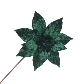 POINSETTIA STEM VELVET 20"X11" EMERALD
