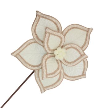 POINSETTIA STEM VELVET 20"X11" IVORY W/STICHED EDGE