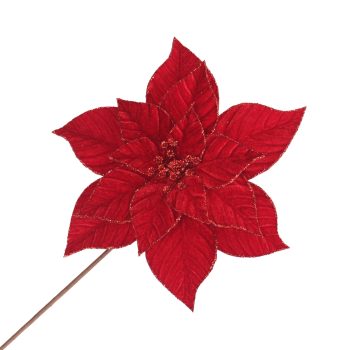 POINSETTIA STEM VELVET 20"X11" RED
