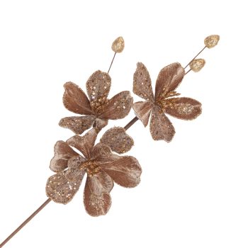 SPRAY MINI MAGNOLIA 24"X3 MOCA VELVET W/GLITTER