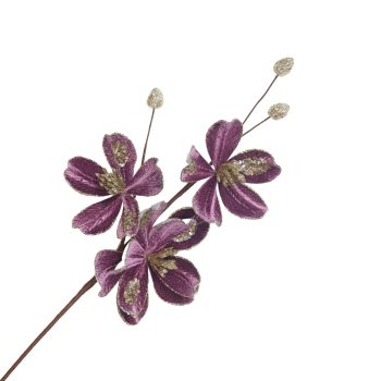 SPRAY MINI MAGNOLIA 24"X3 PLUM VELVET W/GLITTER