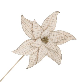 POINSETTIA STEM PLAID 20"X12" CHAMPAGNE
