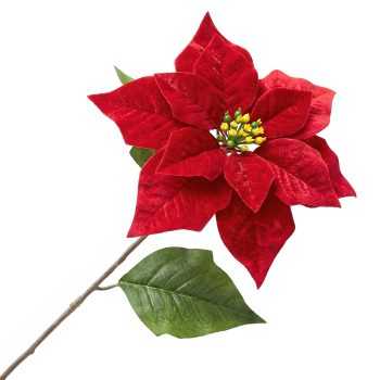 POINSETTIA STEM RED 28" VELVET