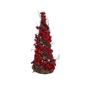CONE TREE 16" TWIG W/RED BERRIES