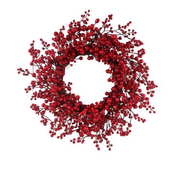 WREATH RED BERRIES 24"