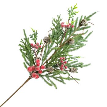 SPRAY PINE NEEDLE 32" GREEN W/BERRIES