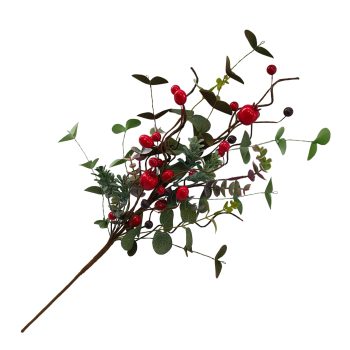 SPRAY MINI LEAVES W/RED BERRIES 24" GREEN/RED