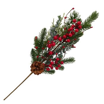 SPRAY PINE W/RED BERRIES/PINE CONES 24" GREEN/RED/BROWN