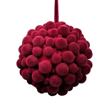 BERRY BALL FLOCKED 4" BURGUNDY POLY FOAM BASE
