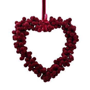 BERRY HEART FLOCKED 5" X 5" BURGUNDY POLY FOAM BASE