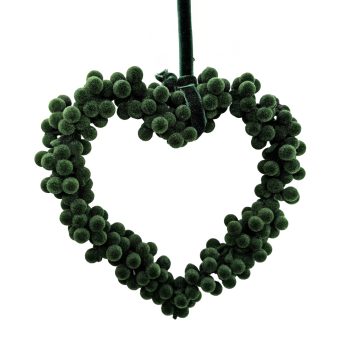 BERRY HEART FLOCKED 5" X 5" GREEN POLY FOAM BASE