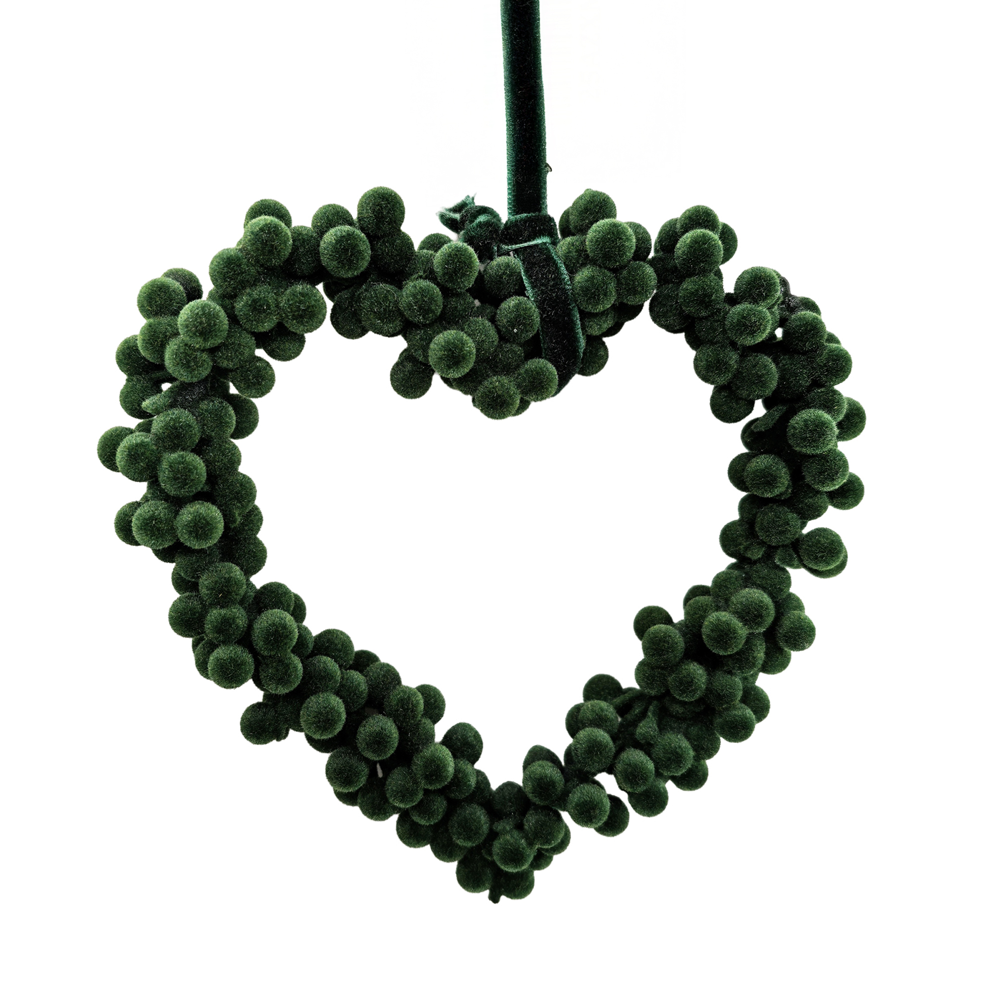 BERRY HEART FLOCKED 5" X 5" GREEN POLY FOAM BASE