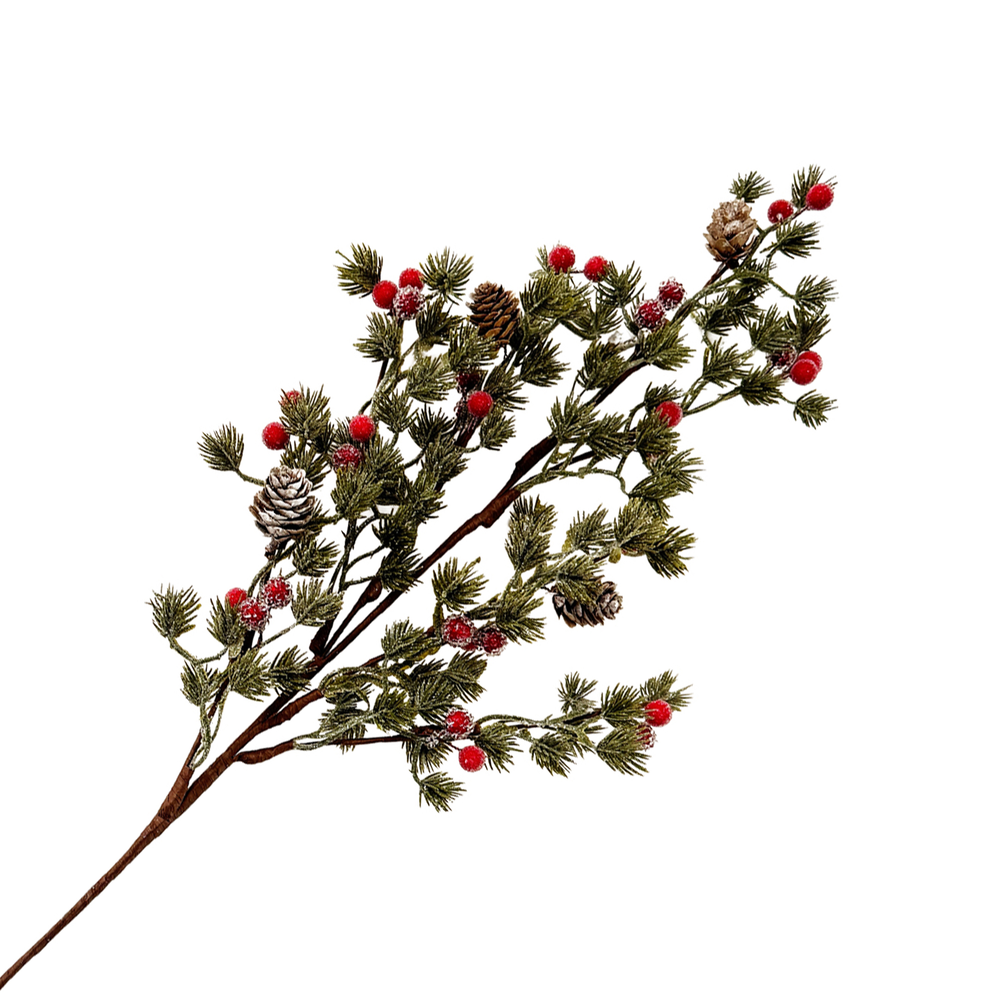 SPRAY BERRY 27" RED W/PINE FROSTED