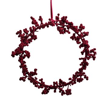 BERRY WREATH FLOCKED 10" BURGUNDY POLY FOAM BASE