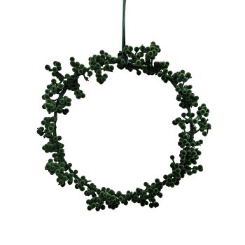 BERRY WREATH FLOCKED 10" GREEN POLY FOAM BASE
