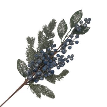 SPRAY BLUEBERRY/LEAF/PINE 26" W/GLITTER