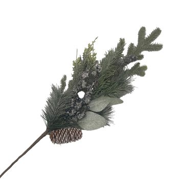 SPRAY MIXED GREEN 29.5" GREEN W/ICED BLUEBERRIES/PINE CONES